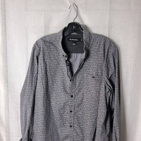 Black Bull Men shirt XL, grey/ blue  two tone, cotton blend ,paisley,office - Picture 10 of 11